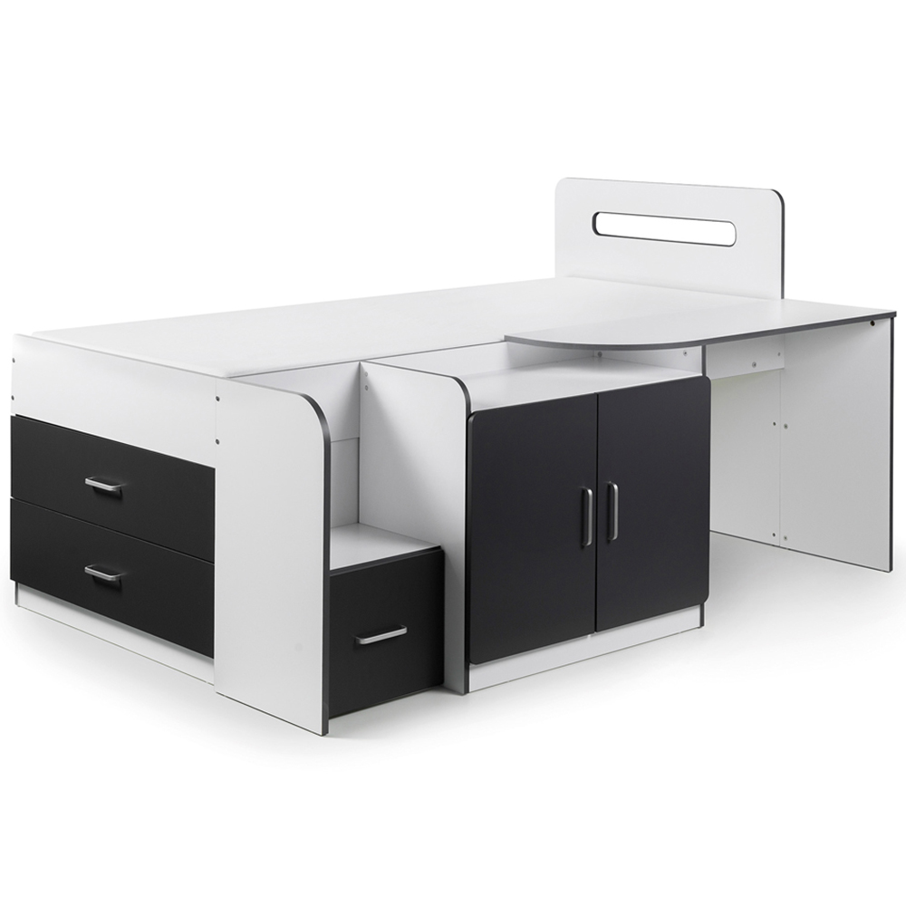 Julian Bowen Matt White and Charcoal Grey Cookie Cabin Bed with Storage Image 2