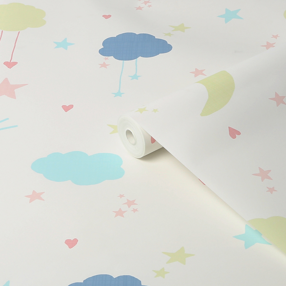 Next Moon and Stars Pastel Wallpaper Image 2