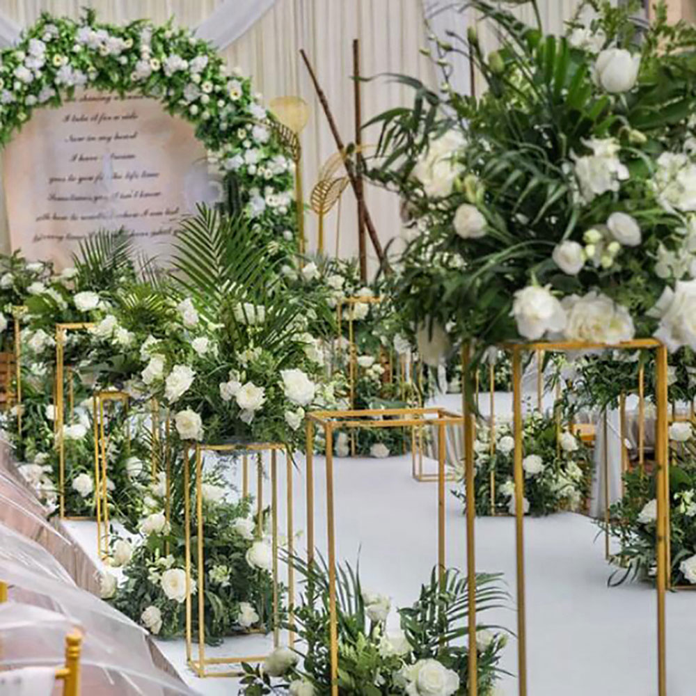 Living and Home Golden Metal Column Flower Stand Image 4