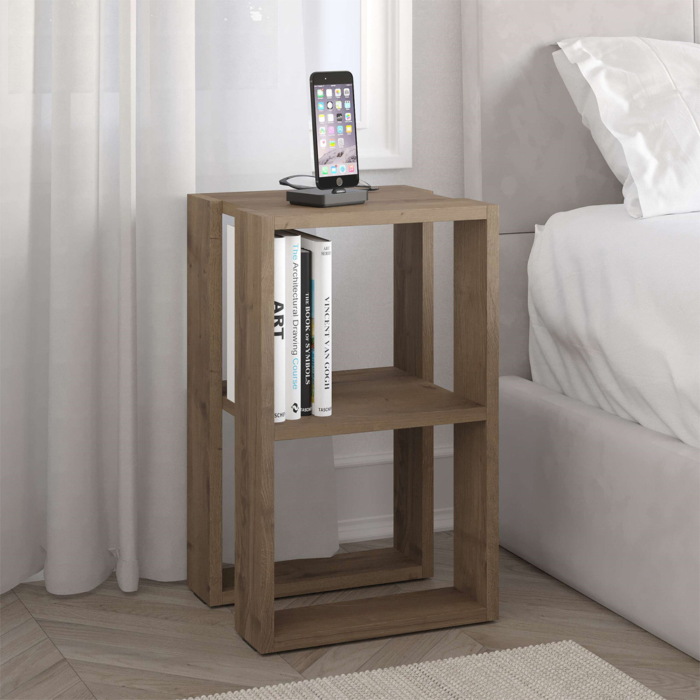 Decortie Lonie Dark Oak Effect Bedside Table Image 5