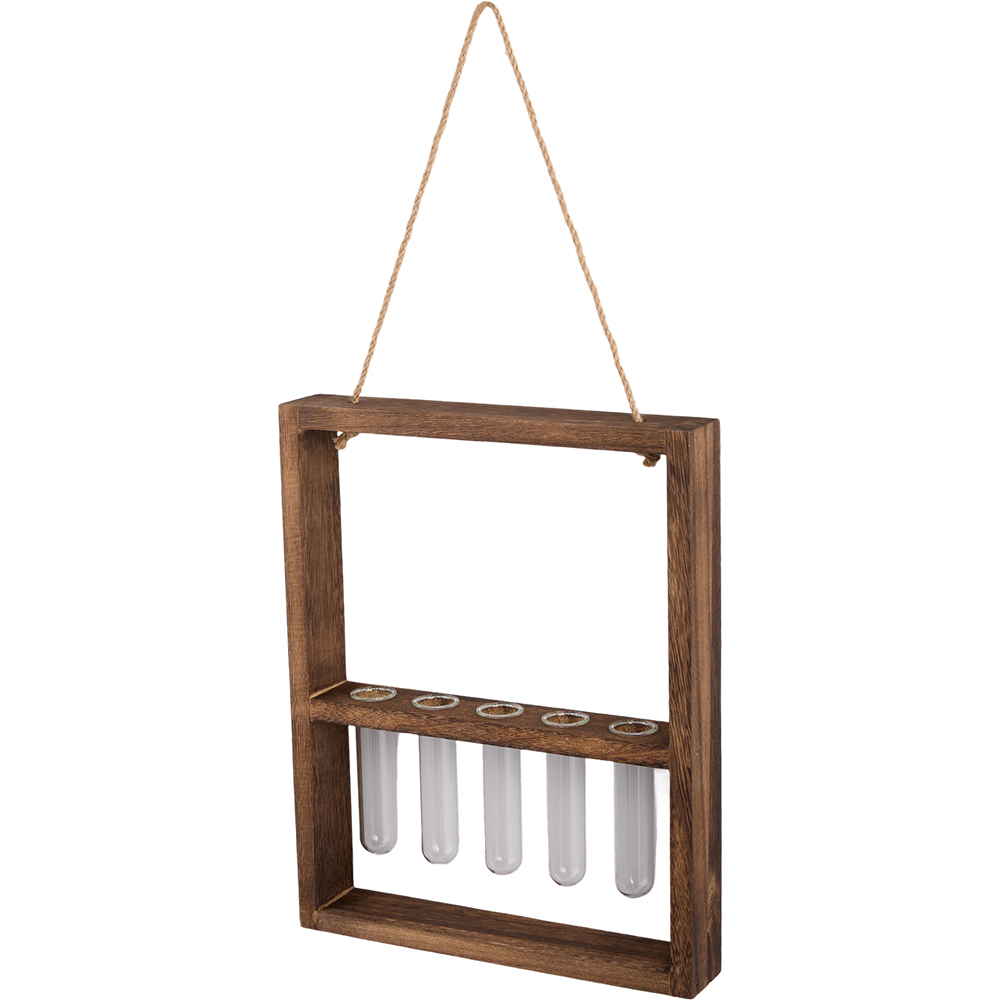 Living and Home 5 Tube Walnut Wall Mounted Plant Propagation Station Image 4