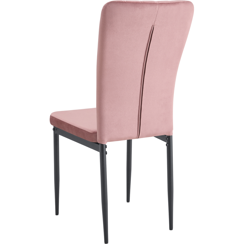 Elle Set of 6 Pink Velvet Effect Plush Padded Upholstered Dining Chair Image 5