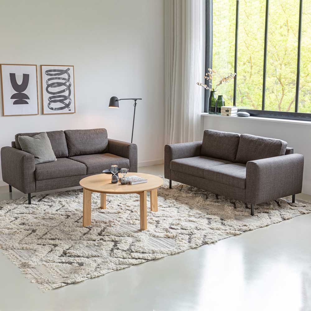 Florence Omaha 2 Seater Light Grey and Brown Fabric Sofa Image 8