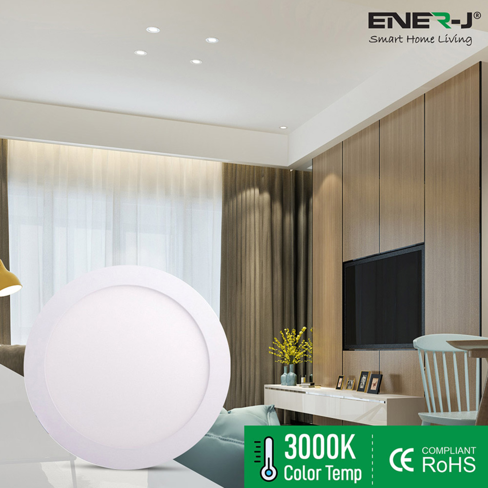 ENER-J 18W 3000K LED Panel Round Recessed Ceiling Downlight 4 Pack Image 5