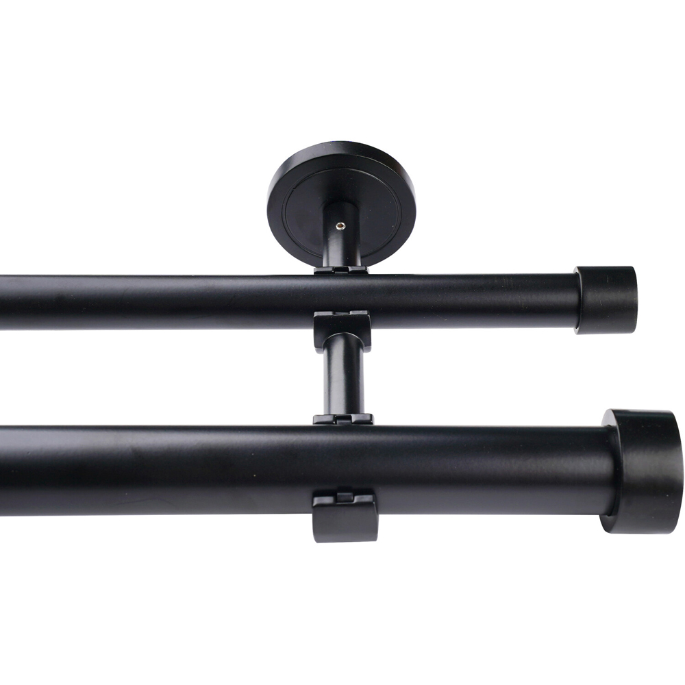 Double Layer Curtain Pole Black 170-300cm Image 4