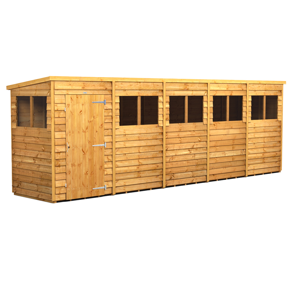 Power 20 x 4ft Overlap Pent Garden Shed Image 1