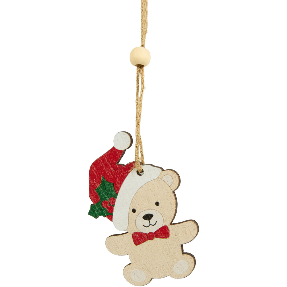 Set of 12 Wooden Bear Decorations Image 2