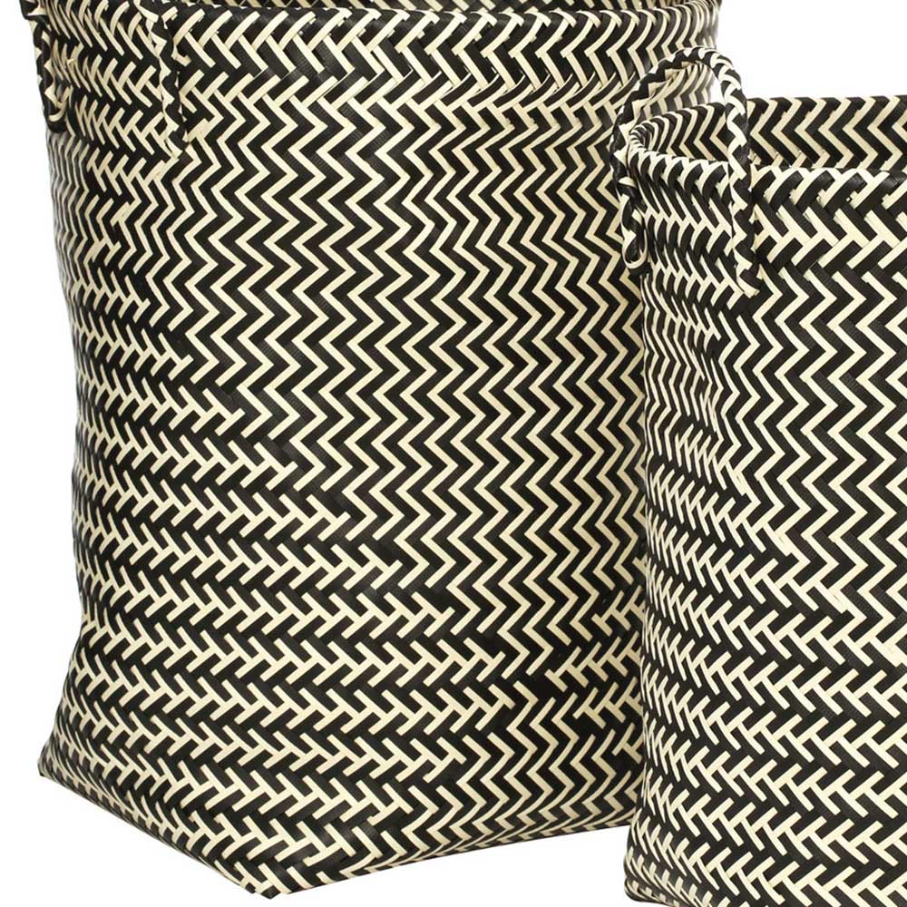 Premier Housewares Black and White Woven Storage Basket 2 Pack Image 4