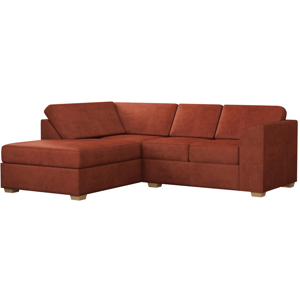 Modo 3 Seater Marmalade Plush Velvet Left Hand Fixed Back L-Shape Corner Sofa Image 2