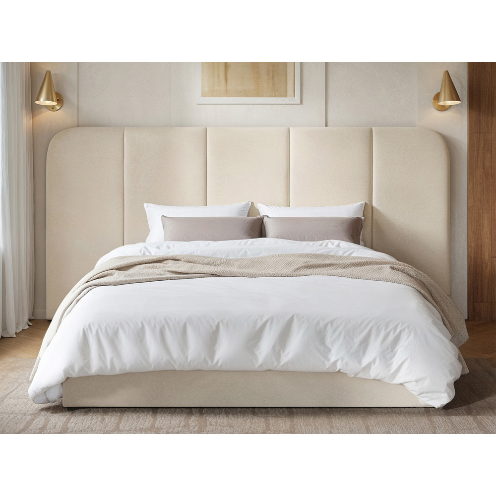 Solace+Co Sienna Double Cream Velvet Ottoman Storage Bed Image 6