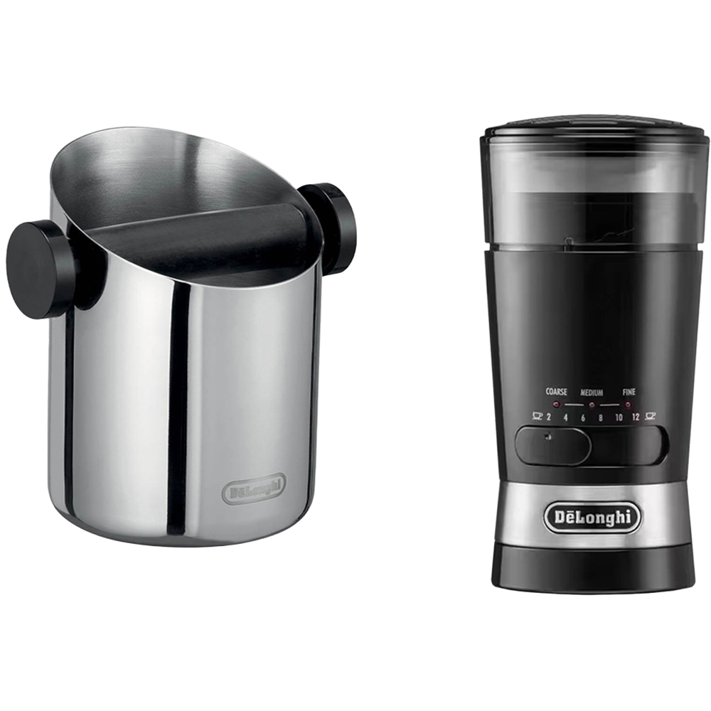 De'Longhi Knock Box and Grinder with Latte Glasses Set Image 2