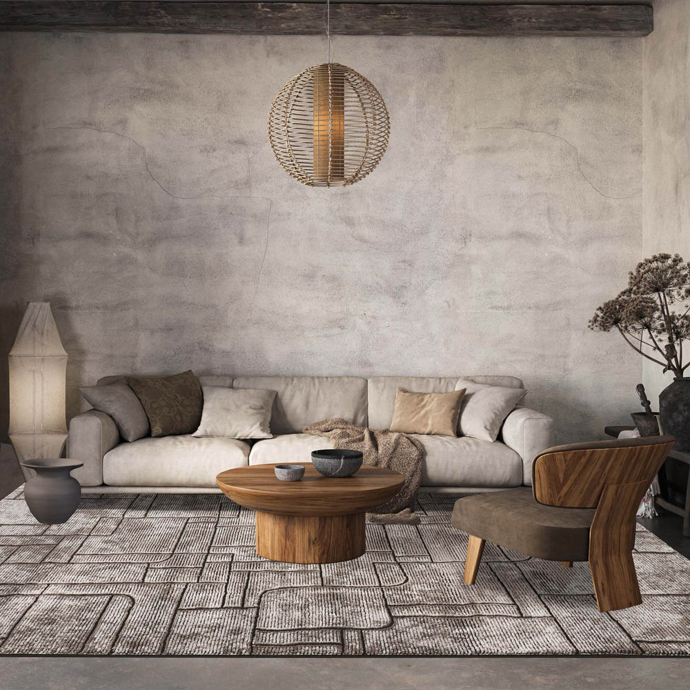 Desire Rugs Belgravia Metallic Sheen Modern Cobble Design Mocha Rug 200 x 290cm Image 5