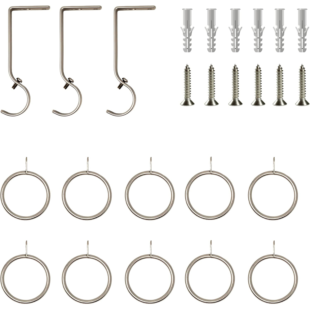 Home Treats 40 to 218cm Extendable Satin Nickel Metal Crystal Curtain Pole Image 4