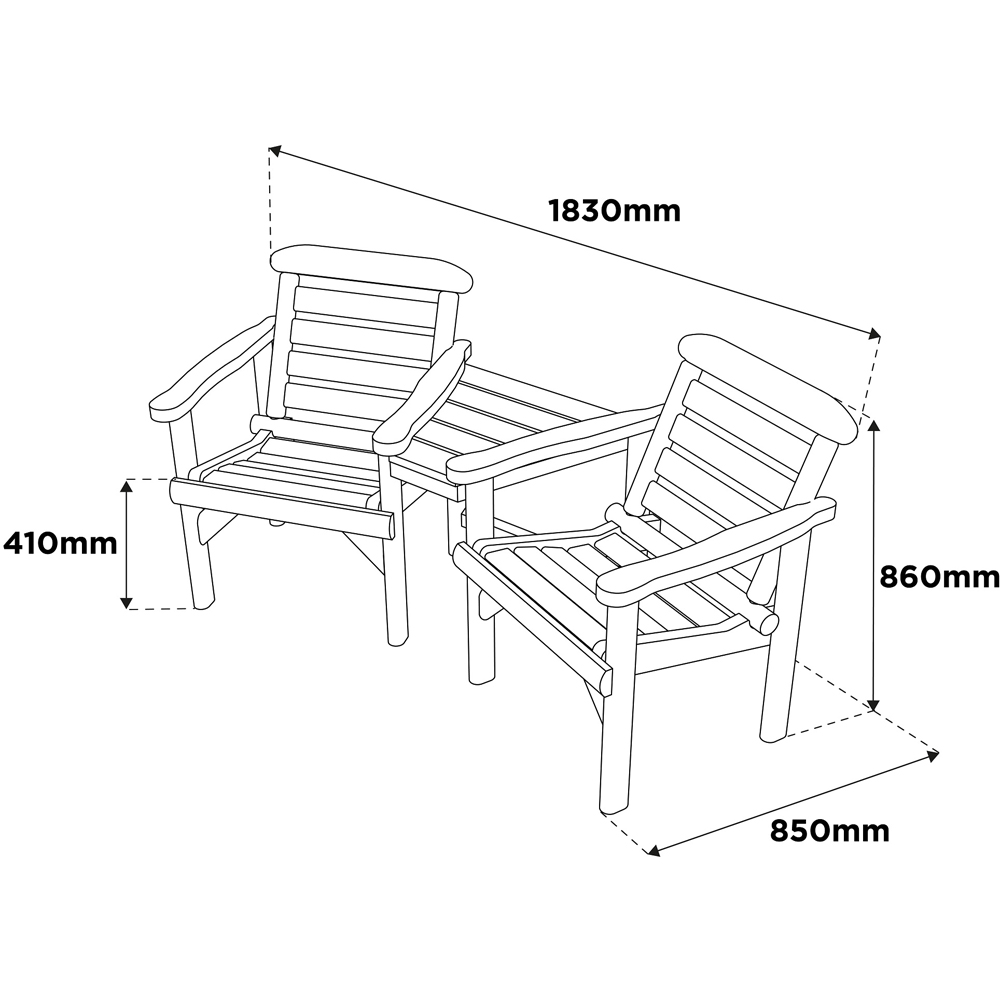 Woodshaw Thornton 2 Seater Rustic Alcove Companion Seat Image 6