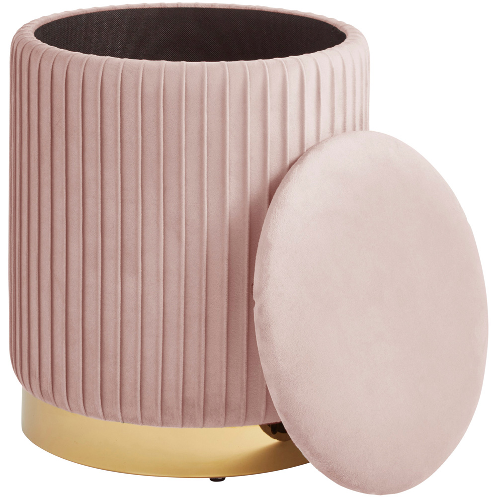 GFW Esme Blush Pink Pleated Storage Stool Image 3