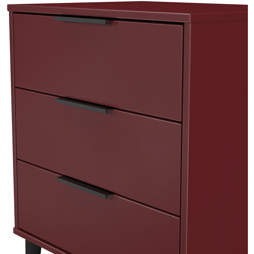 Crowndale Hong Kong 3 Drawer Matt Red and Black Midi Chest of Drawers Ready Assembled Image 5