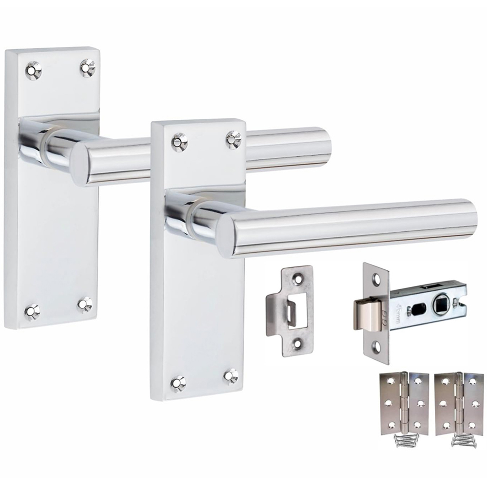 Golden Grace Polished Chrome Victorian Straight T-Bar Latch Door Handle Set 4 Pack 120 x 40mm Image 2