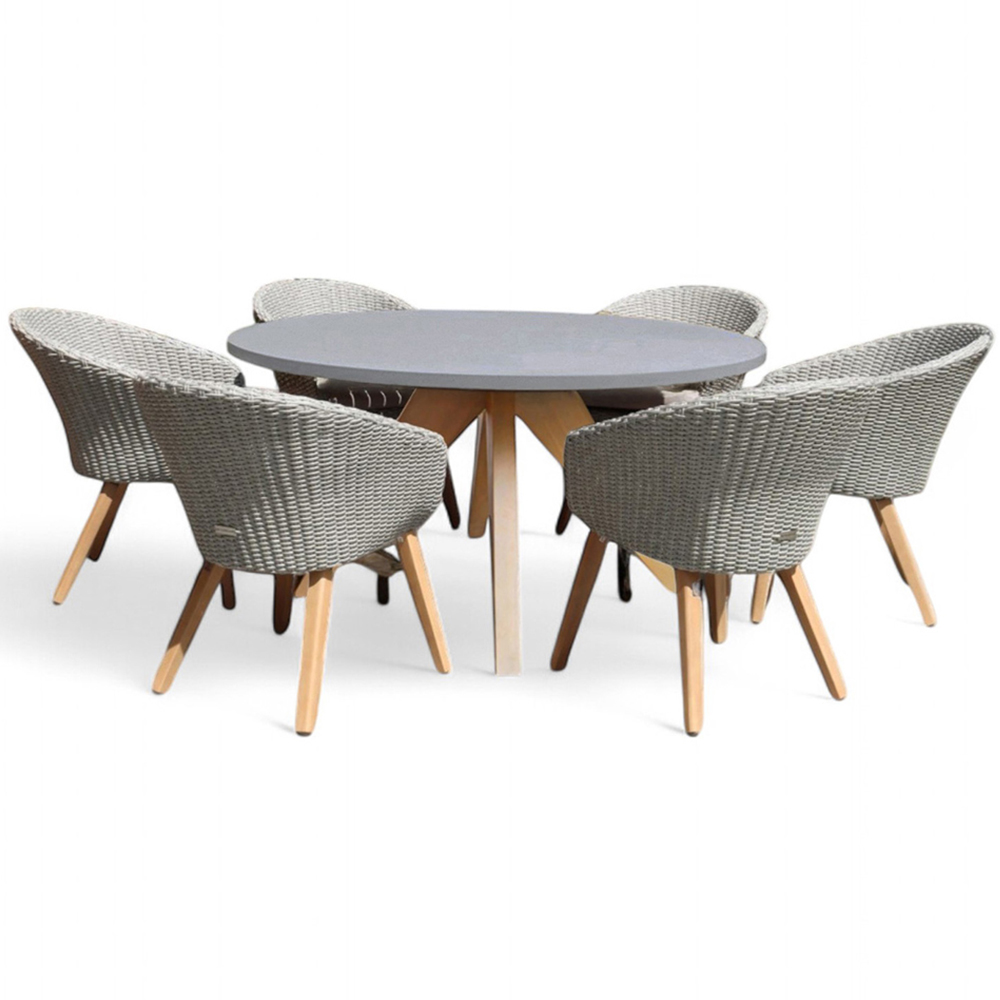 Royalcraft Lune Sol 6 Seater Round Concrete Dining Set Image 2