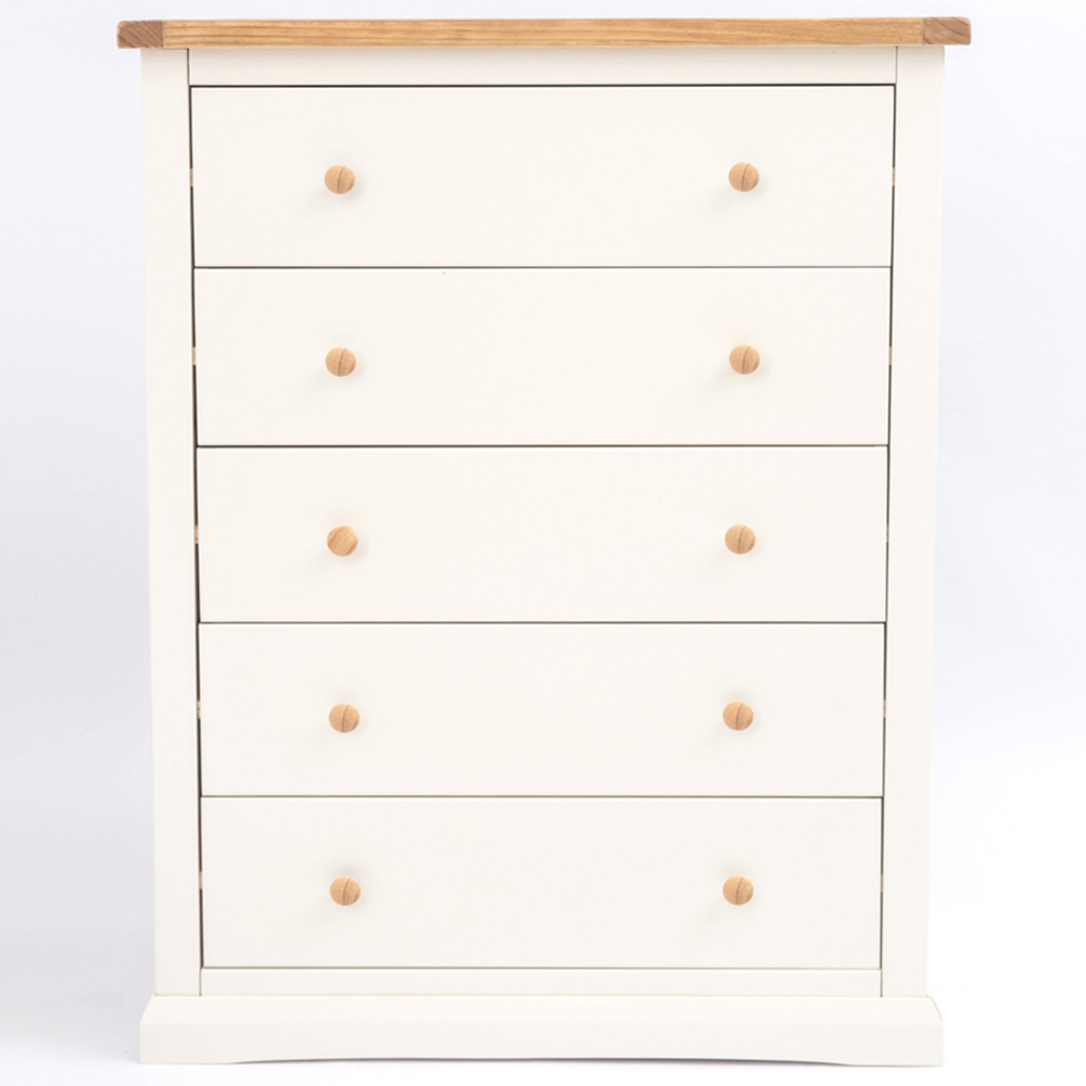 Cabinet Bits Castelli 5 Drawer White Wood Knob Chest of Drawers Image 2