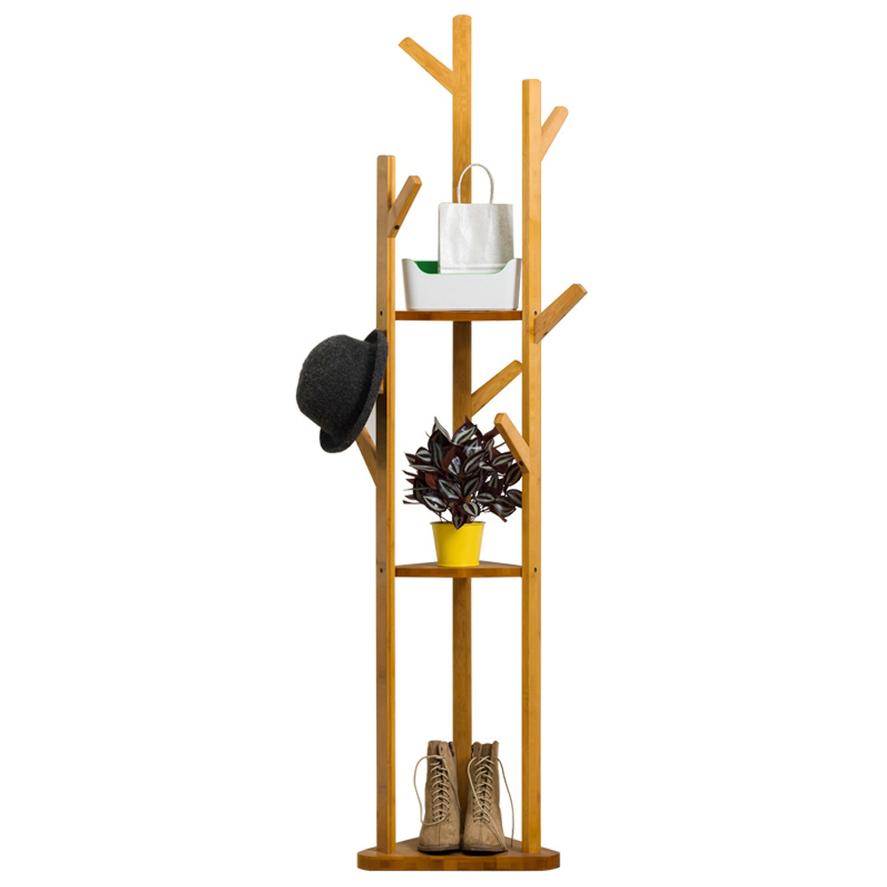 Living and Home 3-Tier Coat Rack Stand with Shelves Image 3