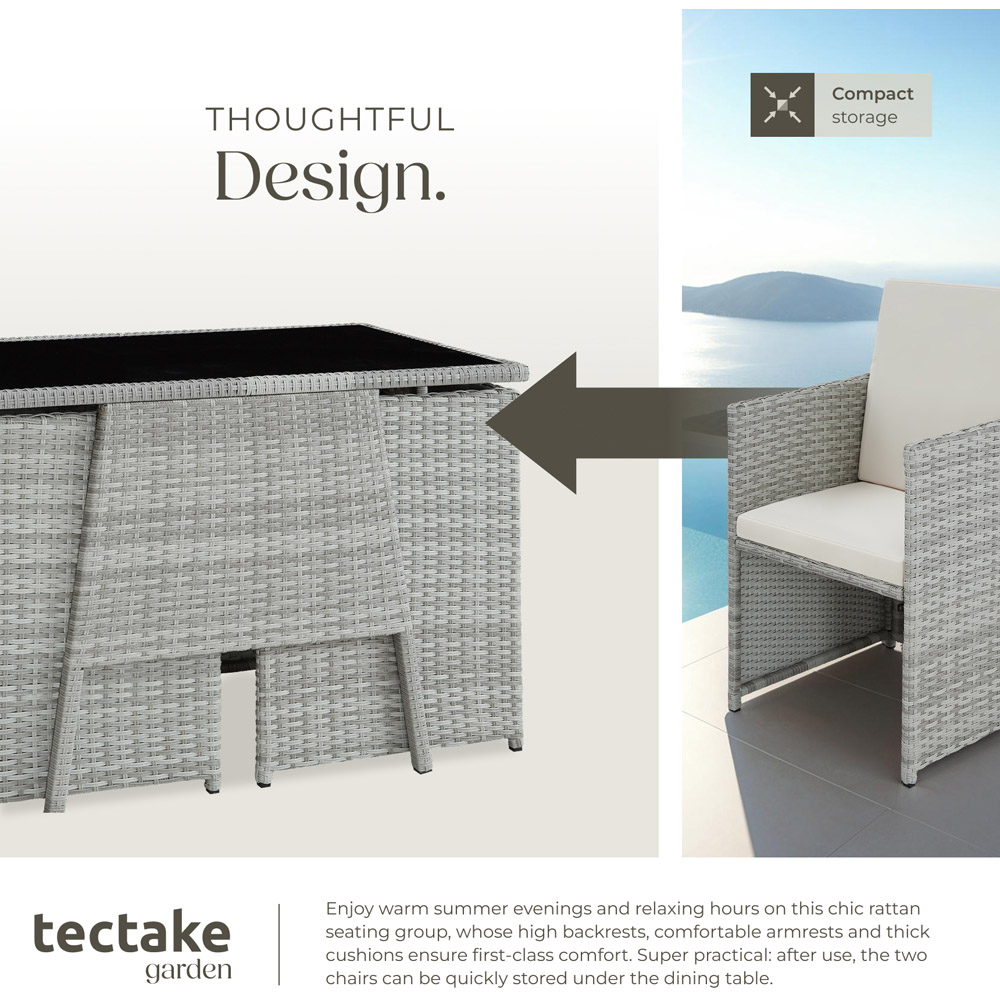 tectake Lausanne 2 Seater Rattan Garden Bistro Set Light Grey Image 4