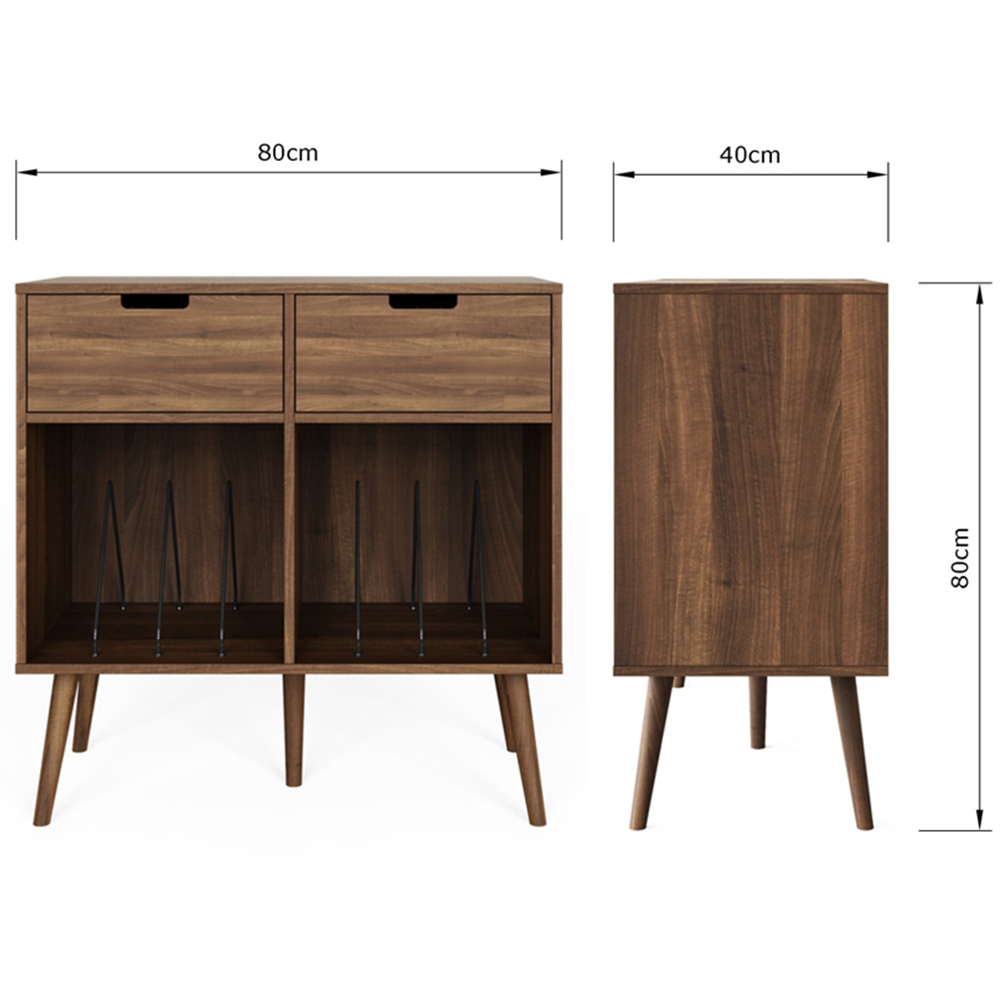 GFW Jaxon 2 Drawer 2 Shelf Walnut Turntable Stand Image 9