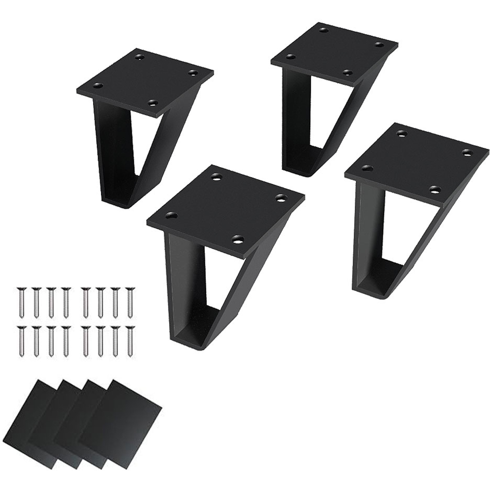 Living and Home 4 Pack Black Metal Trapezoid Furniture Legs 10cm Image 3