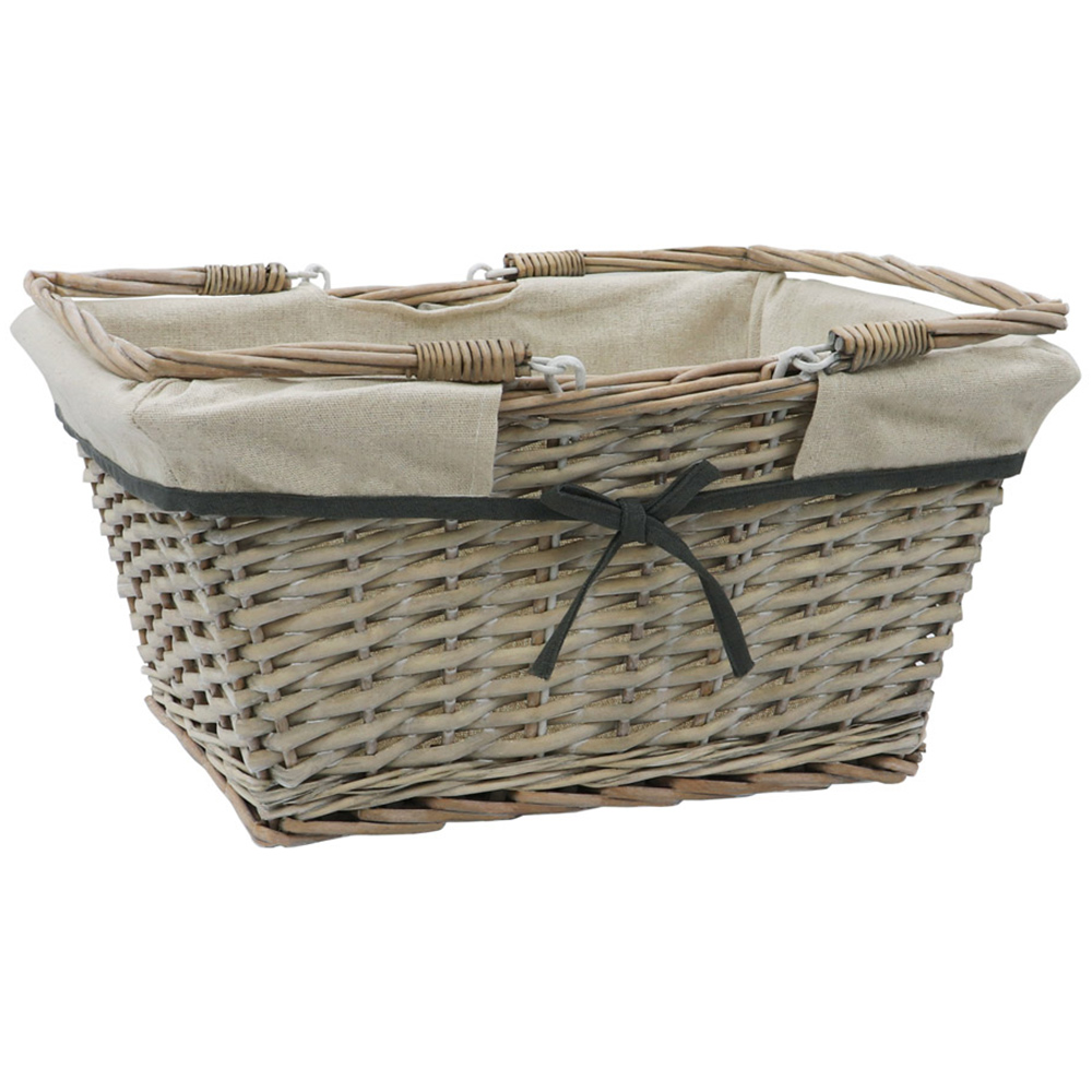 JVL 20L Arianna Grey Rectangular Willow Shopping Basket Image 3