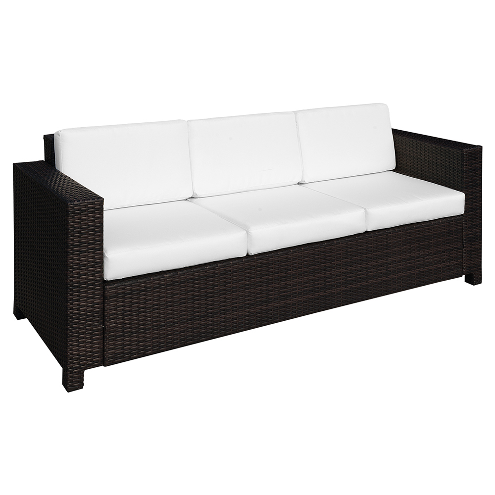 Outsunny 3 Seater Rattan Sofa Brown Image 3