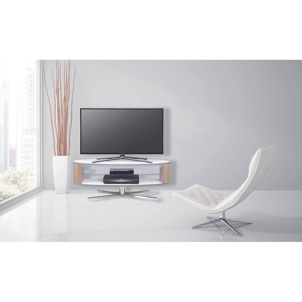 MDA Designs Orbit 2 Shelf White and Oak TV Cabinet Image 7