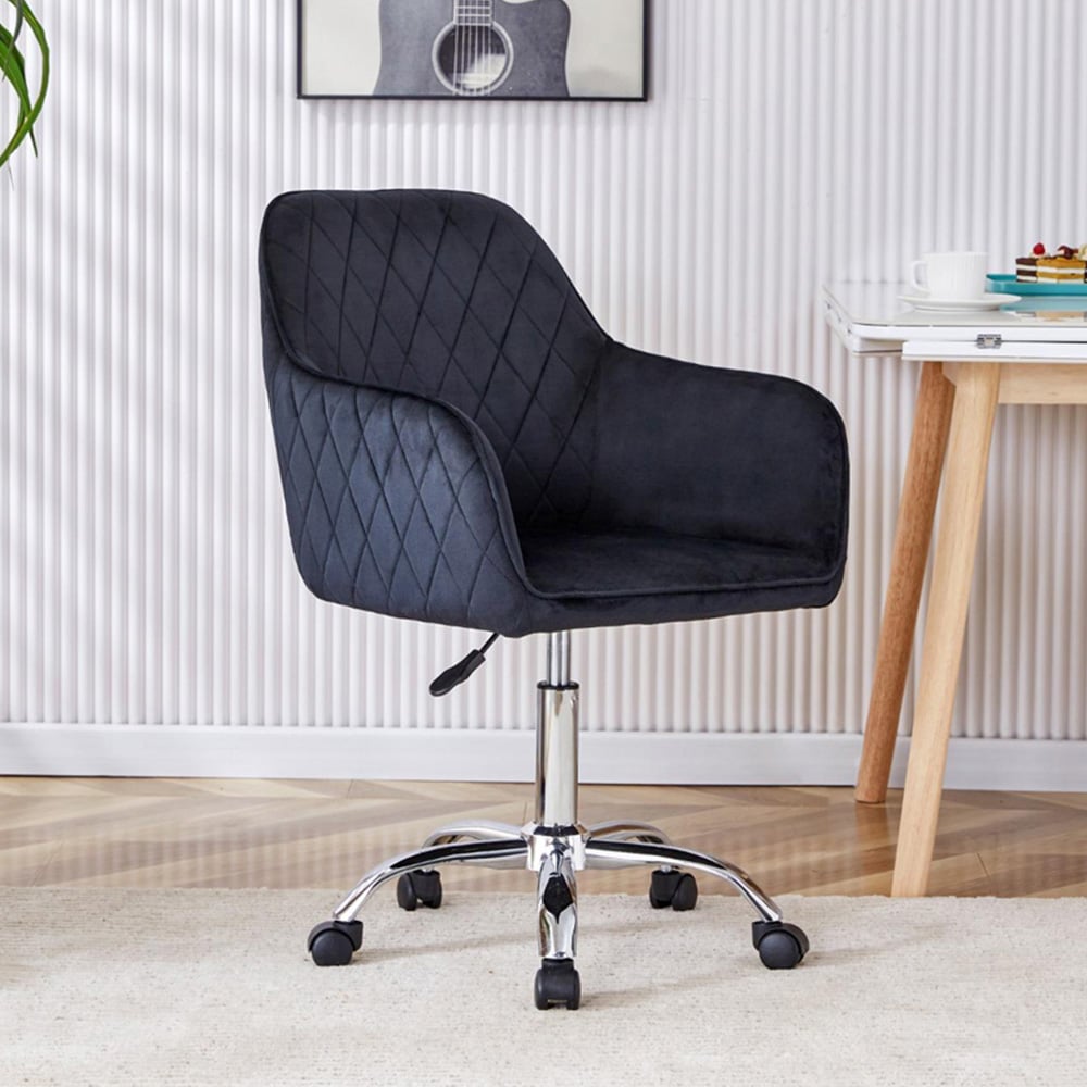 Portland Black Velvet Swivel Office Chair Image 5