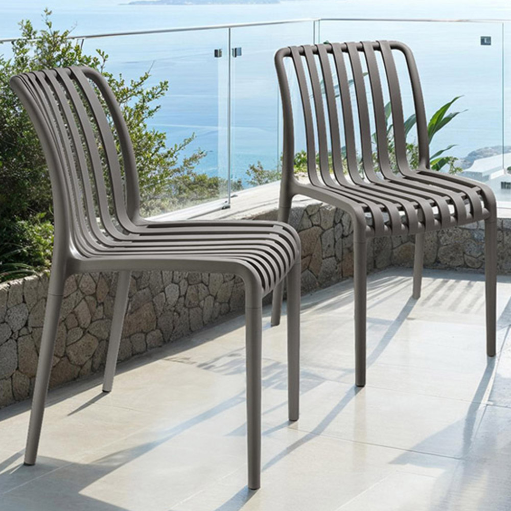 tectake Alcudia Set of 2 Anthracite Stackable Garden Chair Image 1