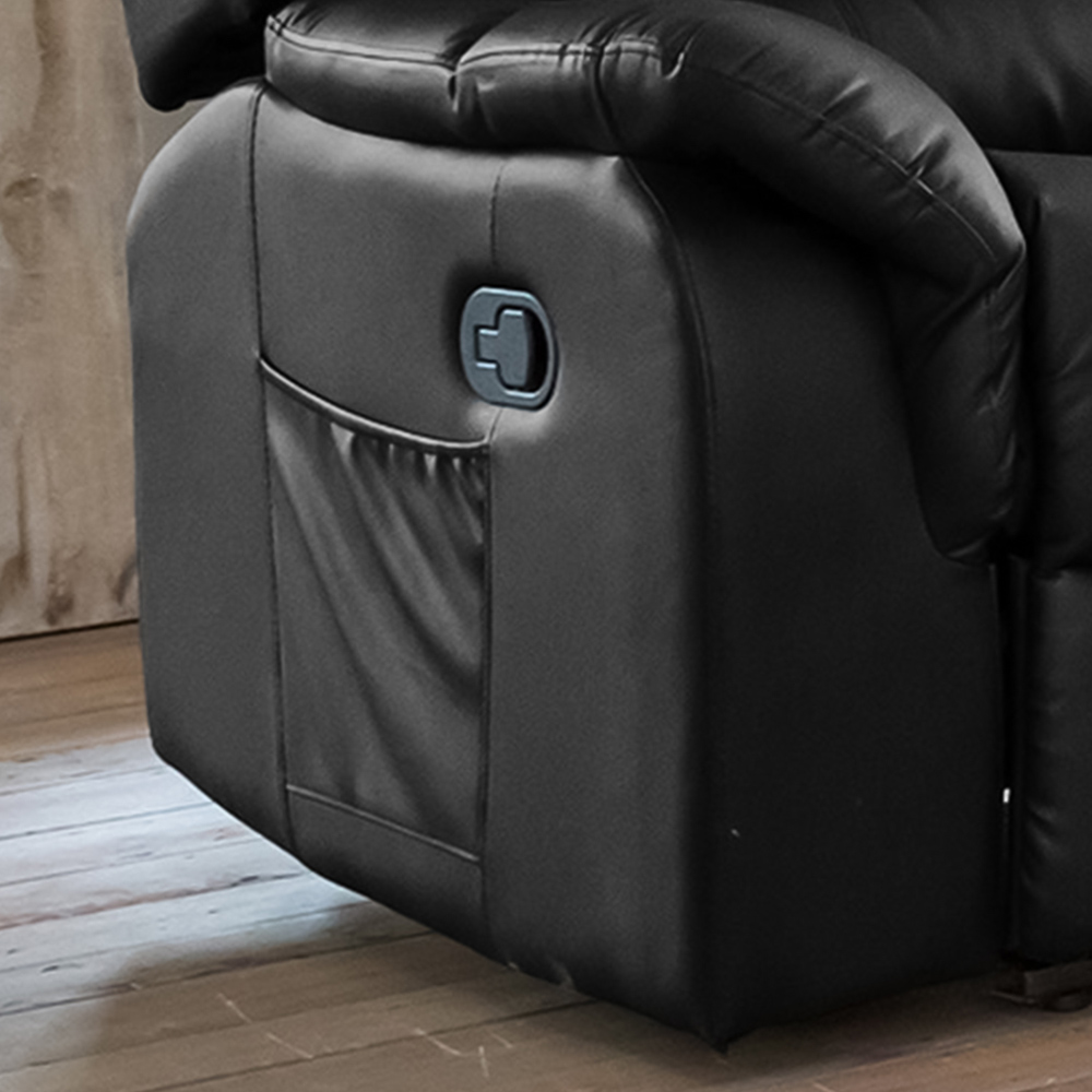 Almeira 2 Seater Black Bonded Leather Manual Recliner Sofa Image 3