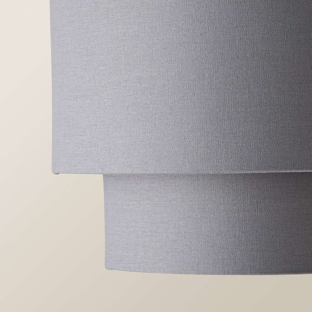 ValueLights Jodie 2 Tier Grey Linen Ceiling Drum Lamp Shade Image 5