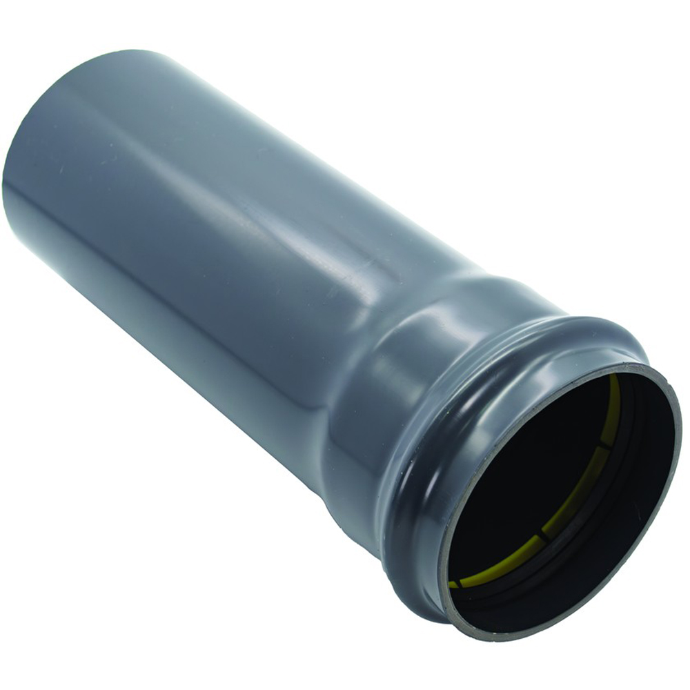 FloPlast Ring Seal Soil Pipe Single Socket Anthracite Grey 110mm x 3m 2 Pack Image 1