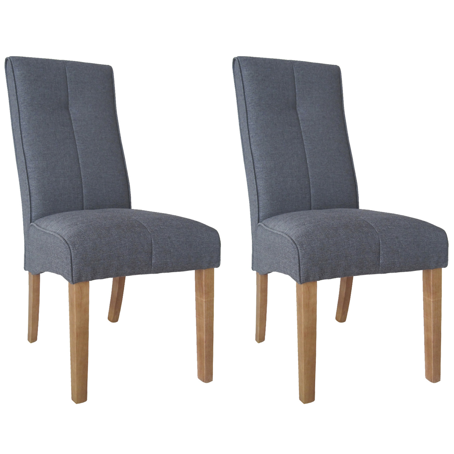 Verona Set of 2 Grey Linen Upholstered Dining Chair Image 2