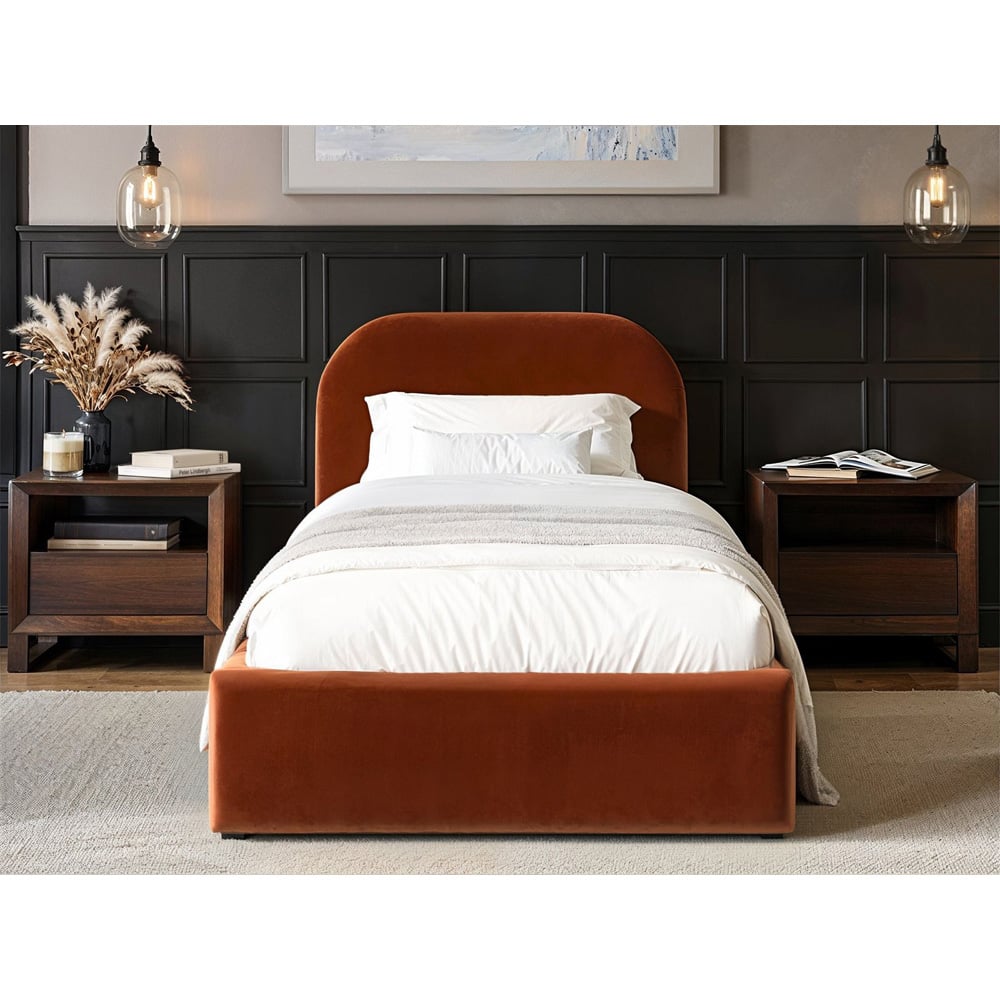 Flair Alba Single Orange Velvet Ottoman Bed Image 5