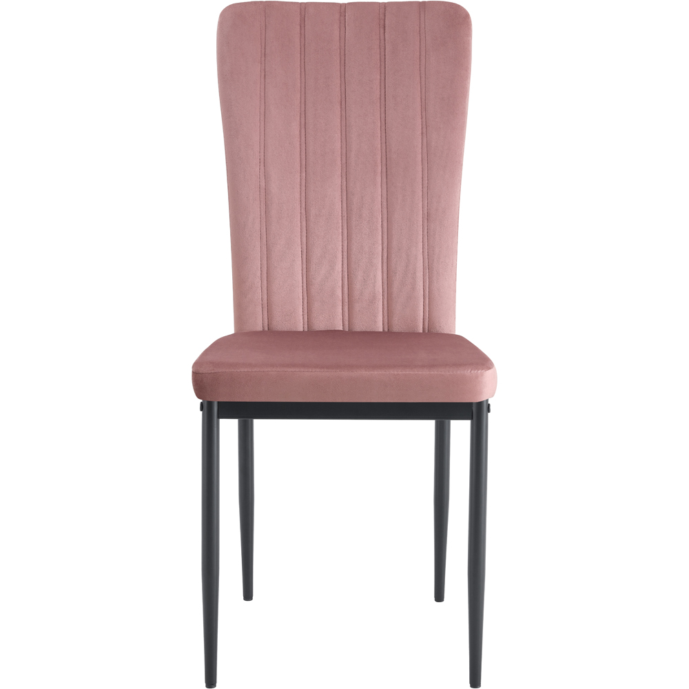 Elle Set of 6 Pink Velvet Effect Plush Padded Upholstered Dining Chair Image 3