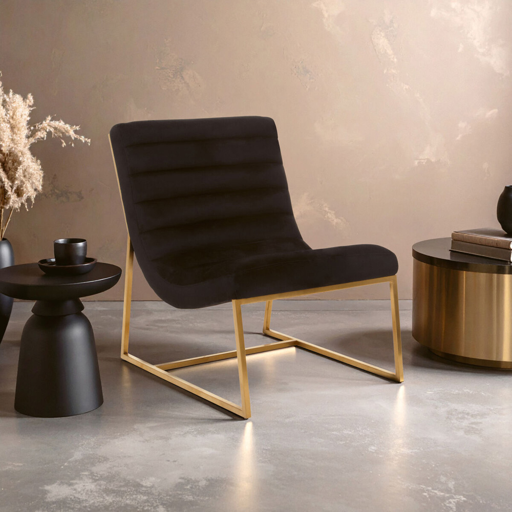 Premier Housewares Vogue Black and Gold Lounge Chair Image 6