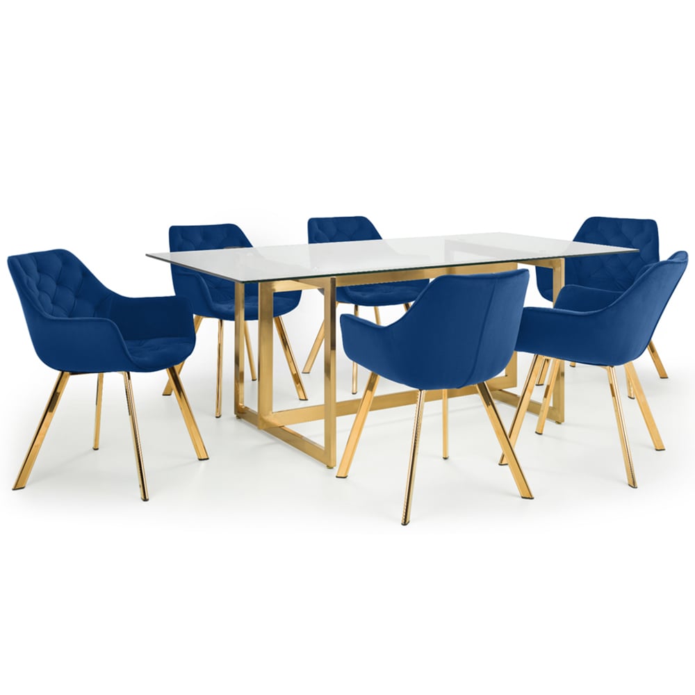 Julian Bowen Lorenzo Set of 2 Blue Dining Chairs Image 5