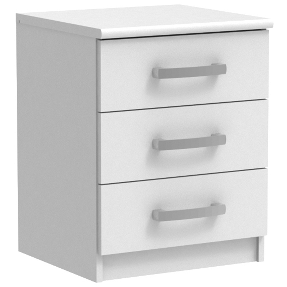 Riviera 3 Drawer White Bedside Table Image 2