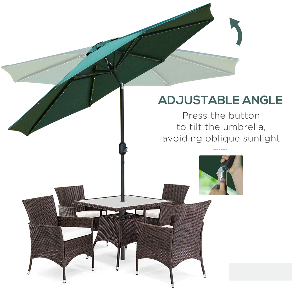 Outsunny Green Solar LED Crank and Tilt Garden Parasol 2.7m Image 5