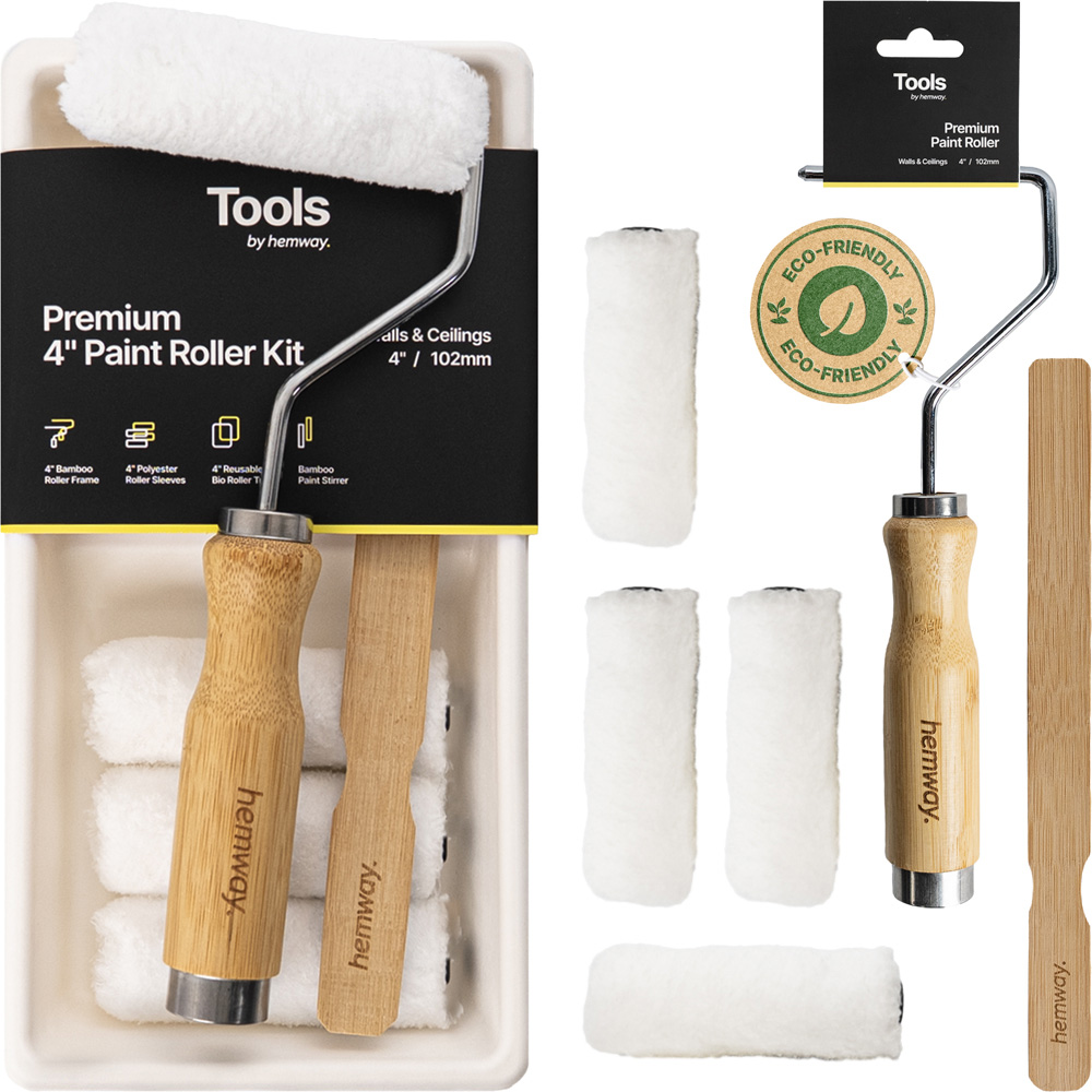 Hemway Tools Premium 4 Piece Small Bamboo Paint Roller Kit 4 inch Image 2