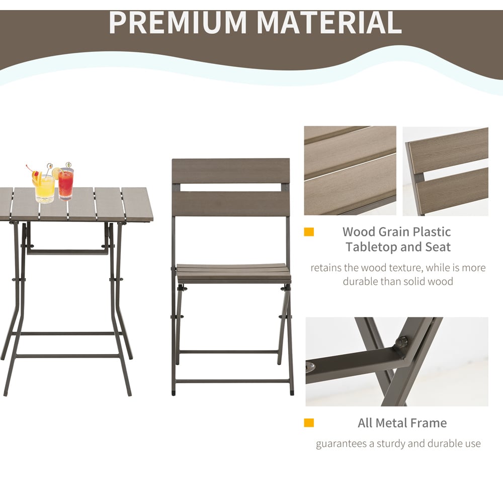 Outsunny Foldable 2 Seater Garden Bistro Set Grey Image 6