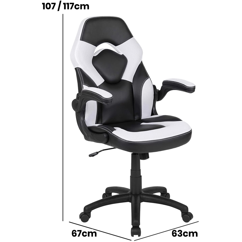 FWStyle X10 Black and White Faux Leather Racer Style Gaming Chair Image 6