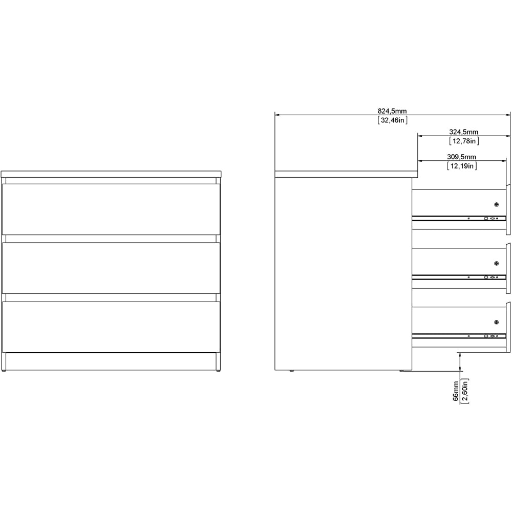 Florence 3 Drawer Jackson Hickory Oak Chest of Drawers Image 8