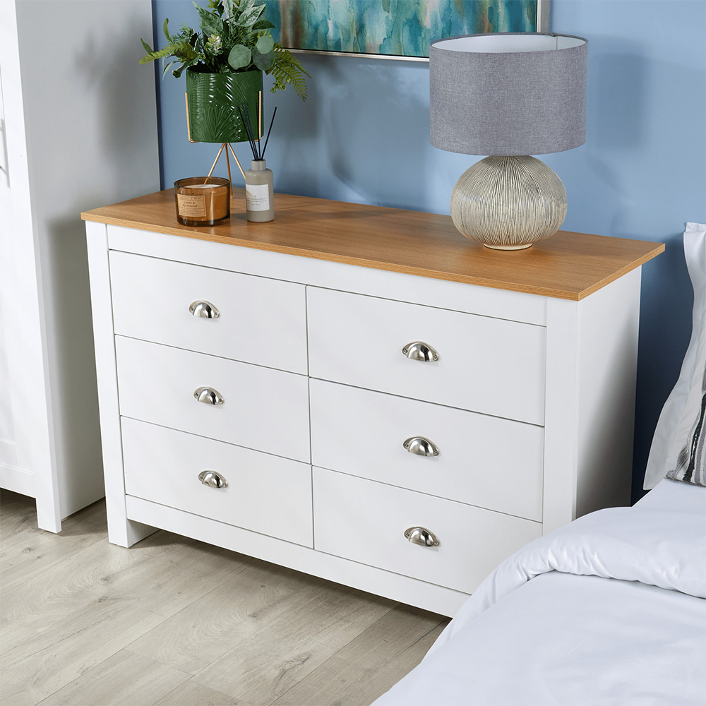Home Source Camden 6 Drawer White Chest of Drawers Image 5