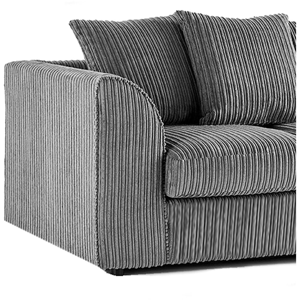 Luxor 4 Seater Grey Jumbo Cord Scatter Back Sofa Suite Image 4