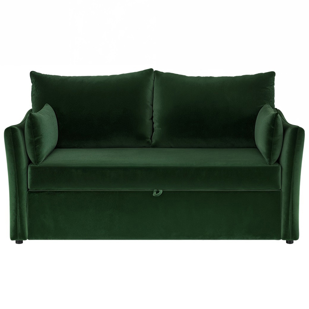 Solace+Co Skyler 2 Seater Bottle Green Velvet Sofa Bed Image 3