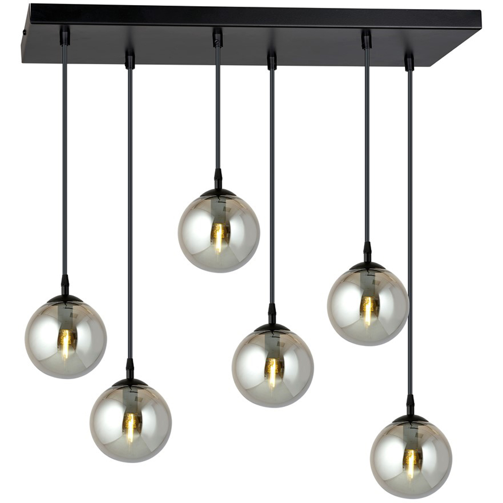 Emibig Cosmo 6 Light Graphite Shade Black E14 Ceiling Pendant Light Image 3